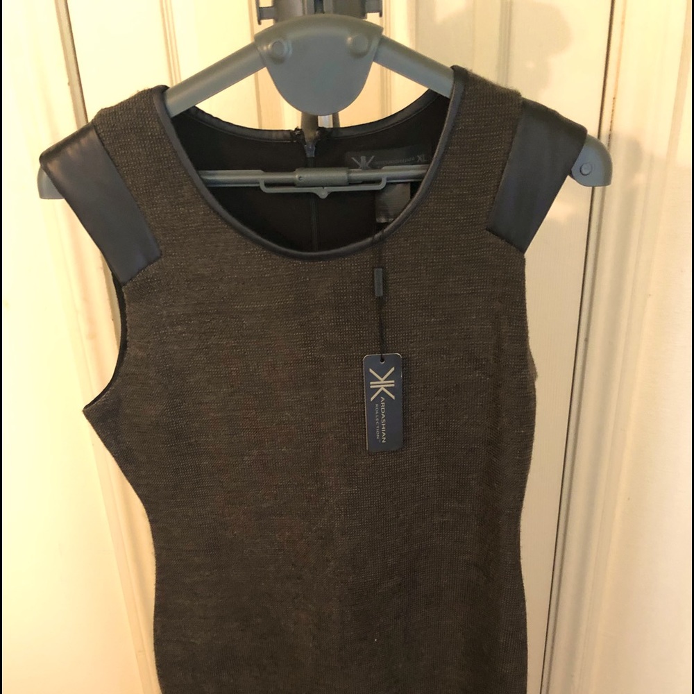 Faux Leather Brown & Black Dress.